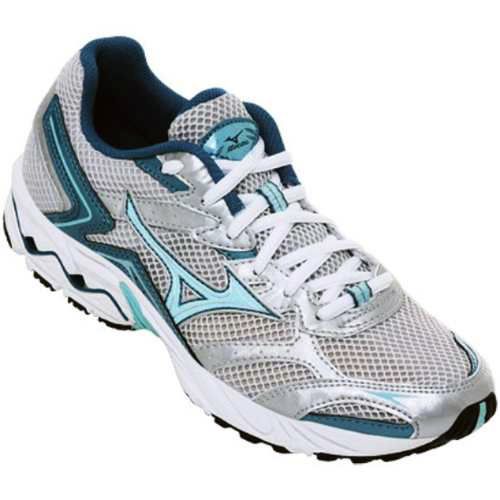 Tênis Mizuno Wave Vitality Prata e Verde Água MOD: 10145
